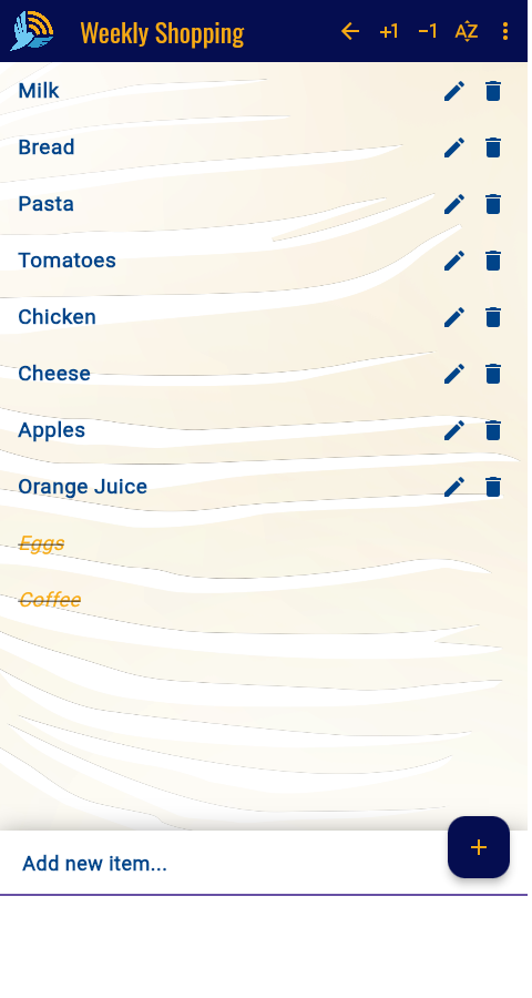 List Manager — Weekly Shopping list